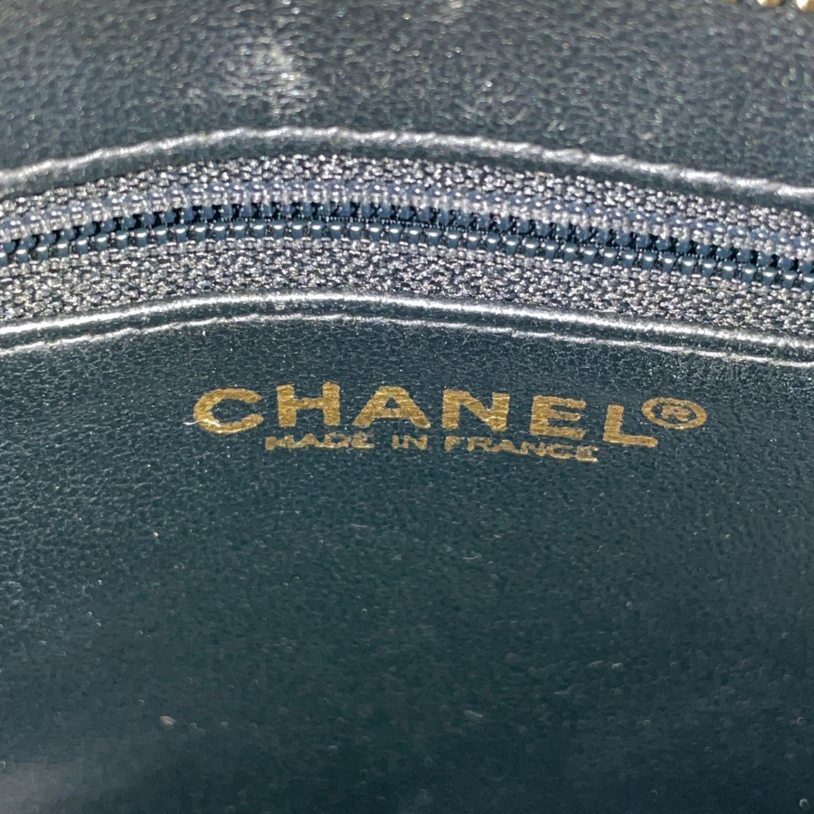 CHANEL キャビアスキンデカココマーク Wチェーントートバッグ