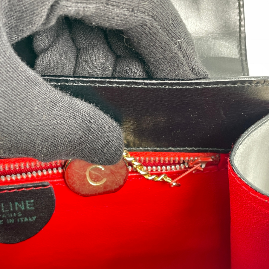 CELINE スターボール金具 レザー ハンドバッグ BK