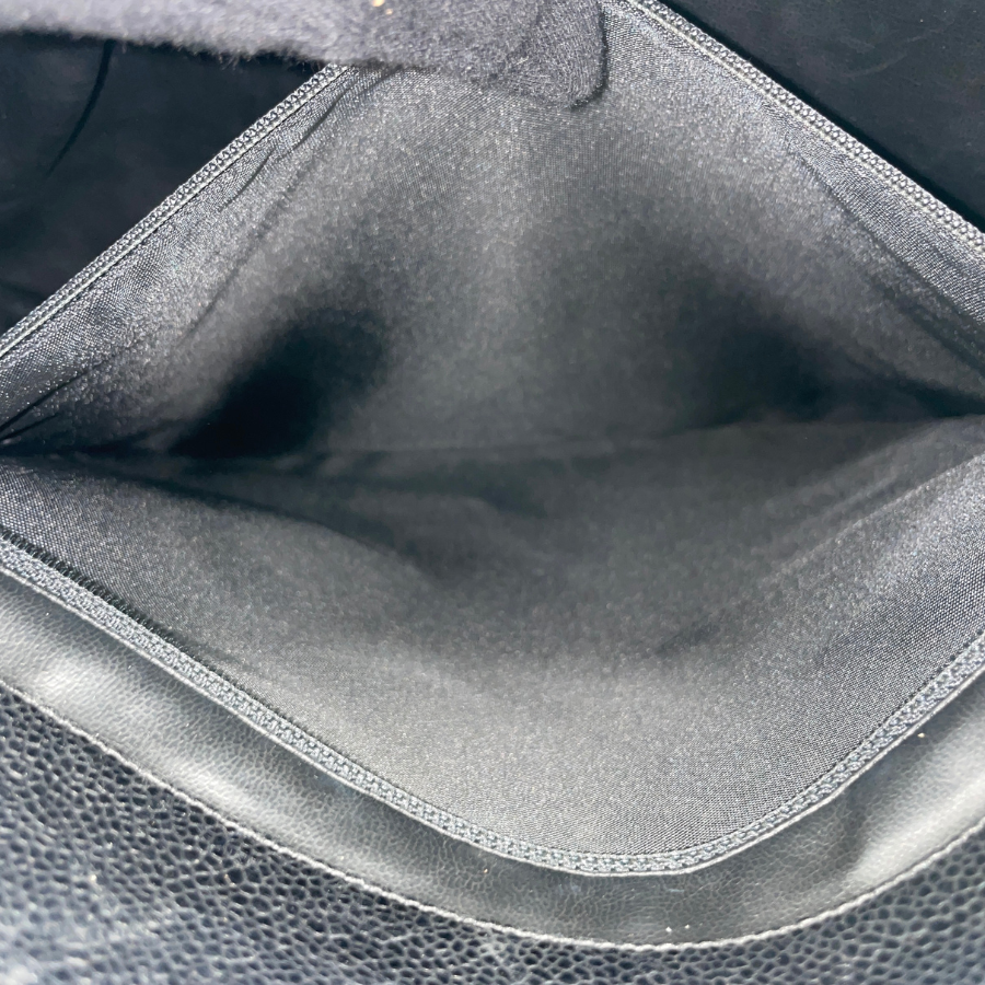 CHANEL キャビアスキンデカココマーク Wチェーントートバッグ