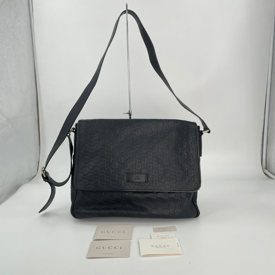 GUCCI グッチシマ レザー ショルダーバッグ ブラック