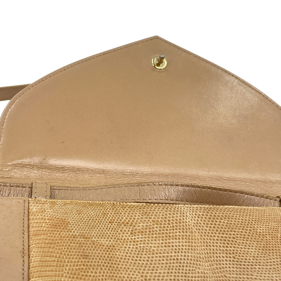 Yves saint laurent 型押しリザード レザー ショルダーバッグ