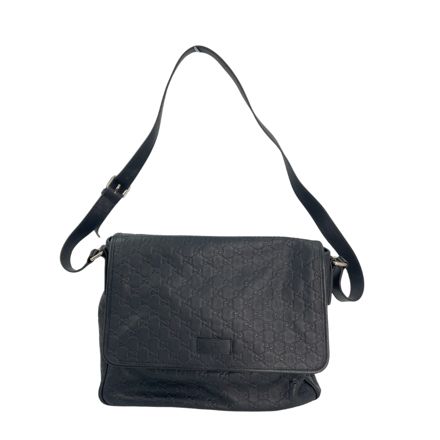GUCCI グッチシマ レザー ショルダーバッグ ブラック