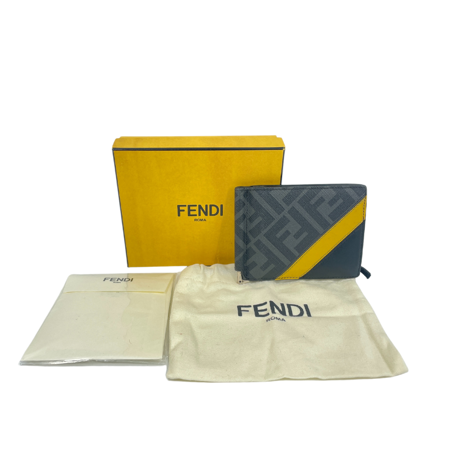 FENDI Zukka Canvas Money Clip Gray Tibi Trunk