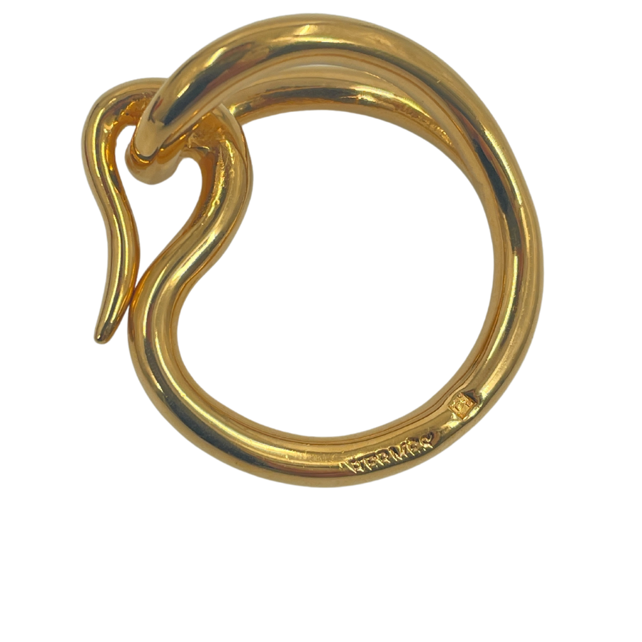 HERMES Jumbo Gold Scarf Ring