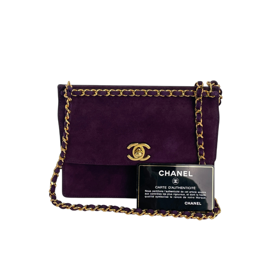 CHANEL ハンドバッグ スエード パープル