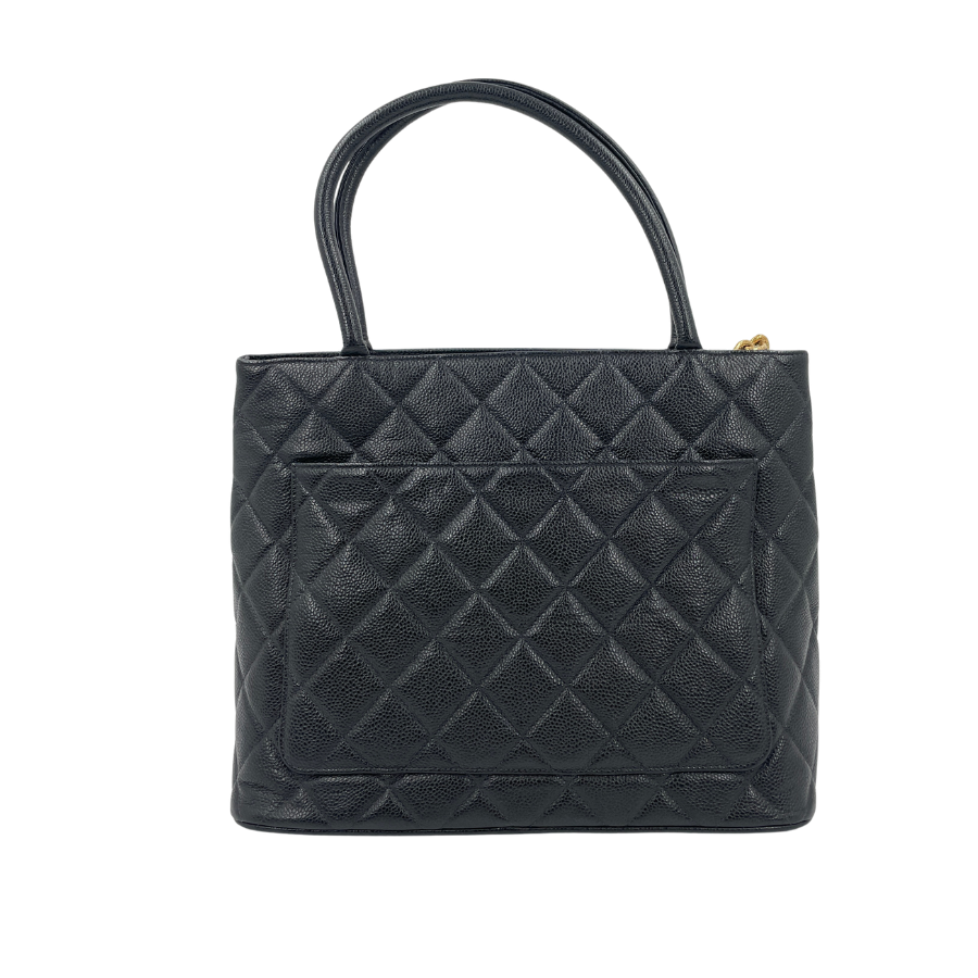 CHANEL キャビアスキンデカココマーク Wチェーントートバッグ
