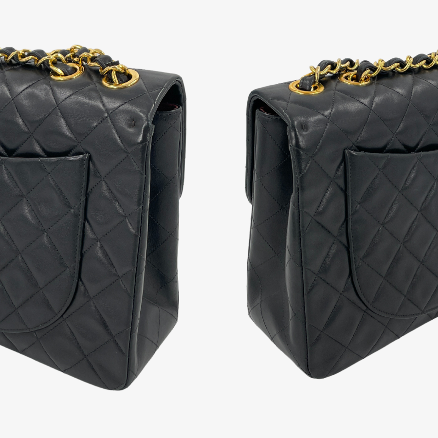 CHANEL デカマトラッセ ラムスキン チェーンショルダーバッグ