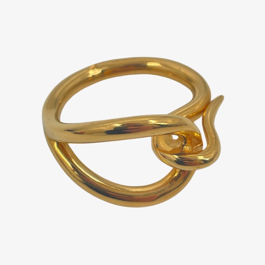 HERMES Jumbo Gold Scarf Ring