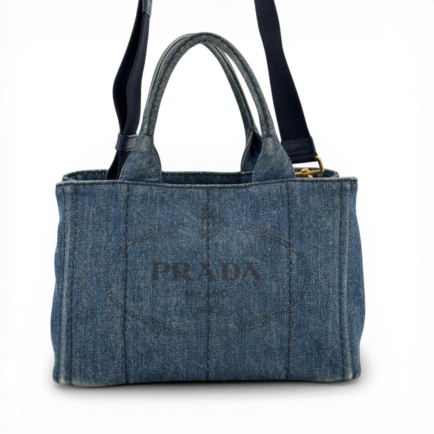 PRADA ミラノ デニムブルー カナパ 2WAY ハンドバッグ
