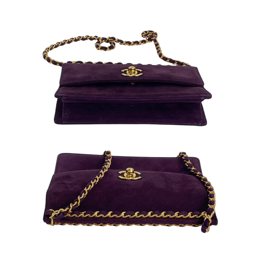 CHANEL ハンドバッグ スエード パープル