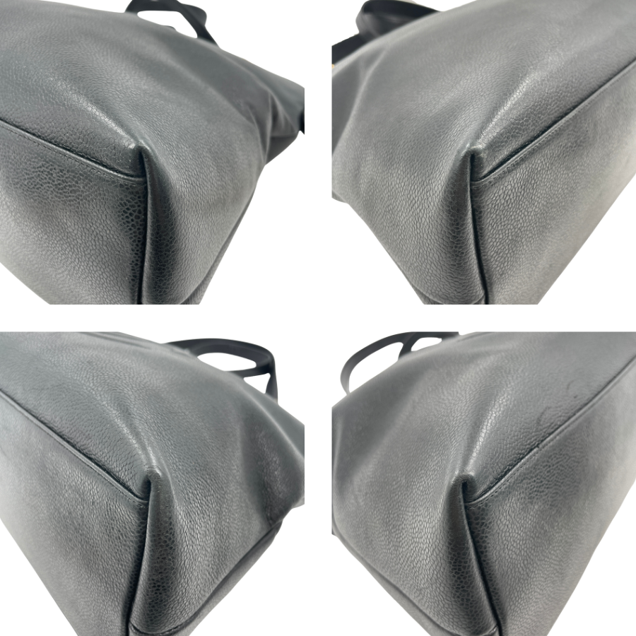 CHANEL キャビアスキンデカココマーク Wチェーントートバッグ