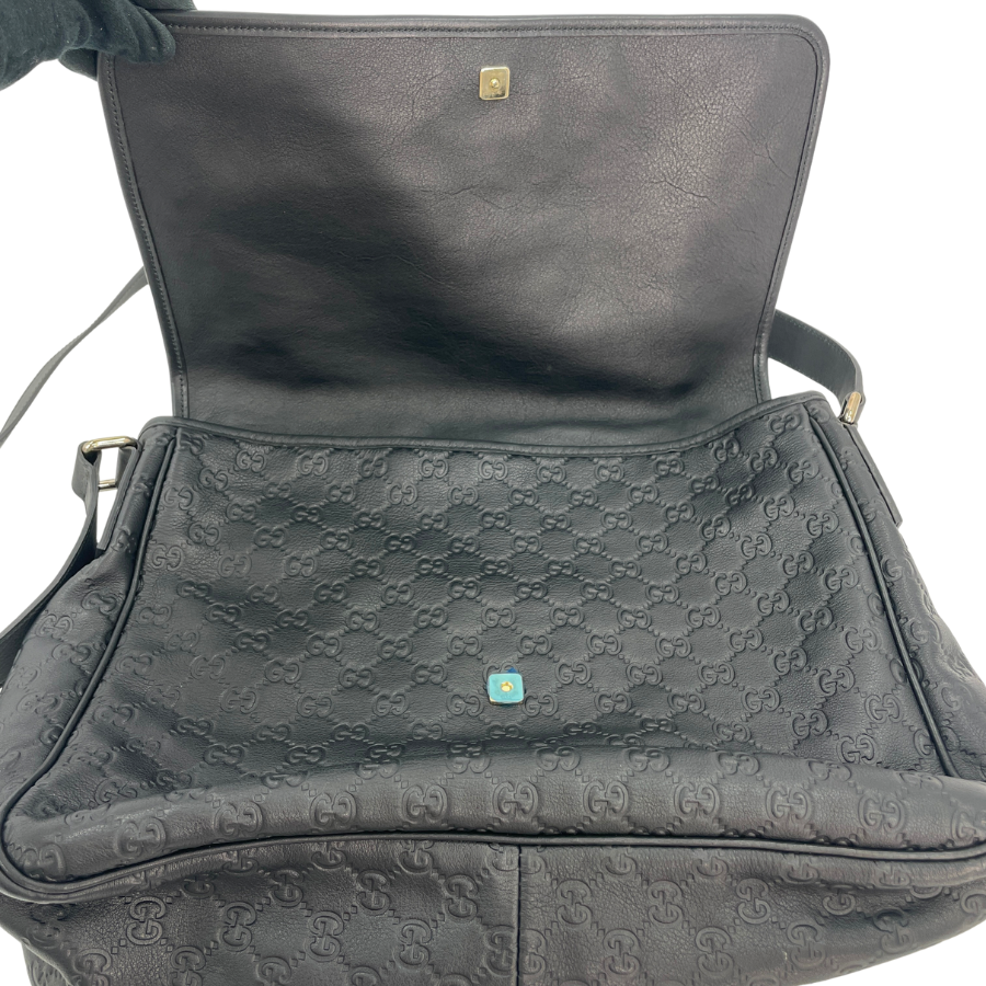 GUCCI グッチシマ レザー ショルダーバッグ ブラック