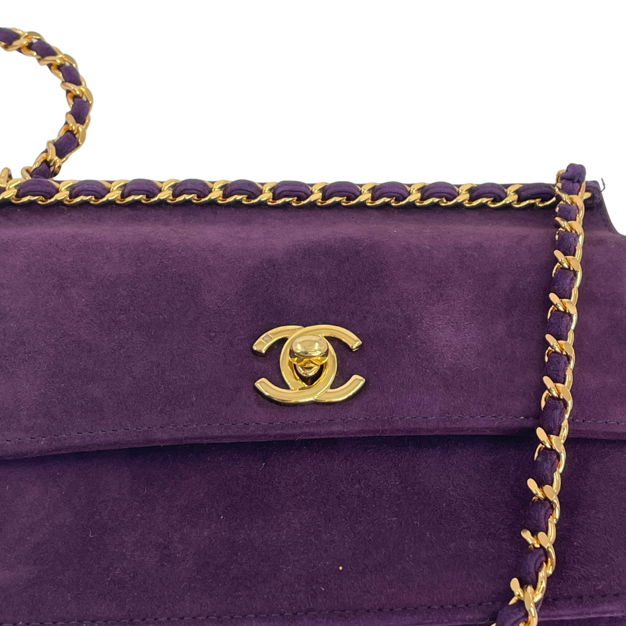 CHANEL ハンドバッグ スエード パープル
