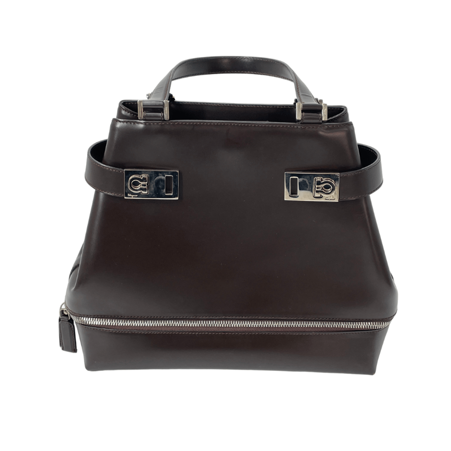 Ferragamo ハンドバッグ レザー ブラウン