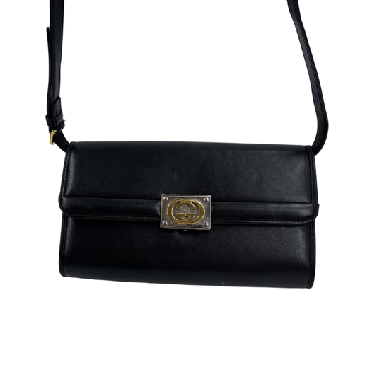 GUCCI インターロッキング レザー ショルダーバッグ