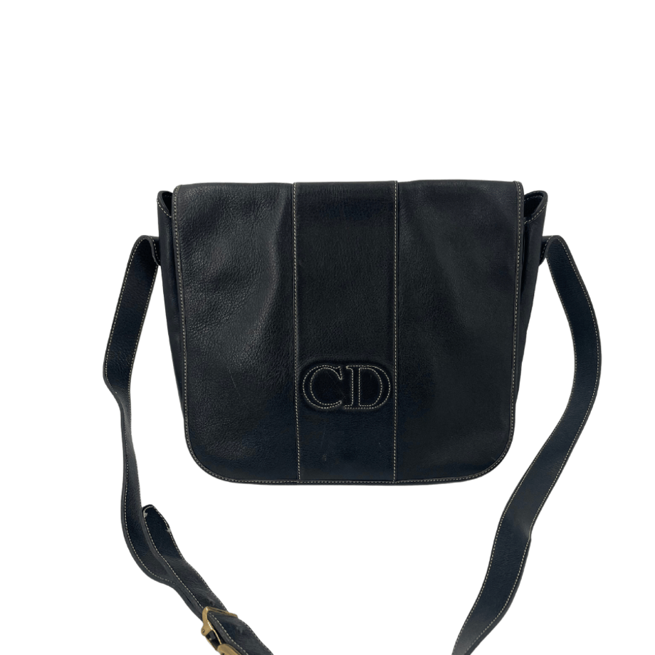 CHRISTIAN DIOR ショルダーバッグ ブラック レザー