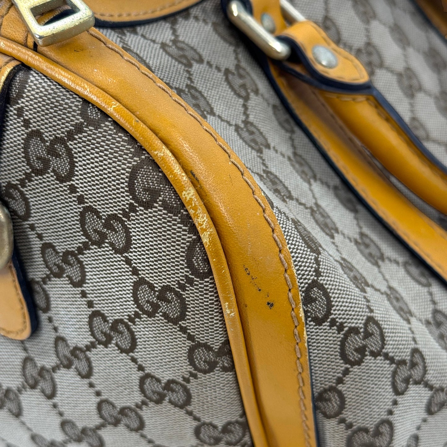 GUCCI GGキャンバス ベージュ ボストンバッグ イタリア製