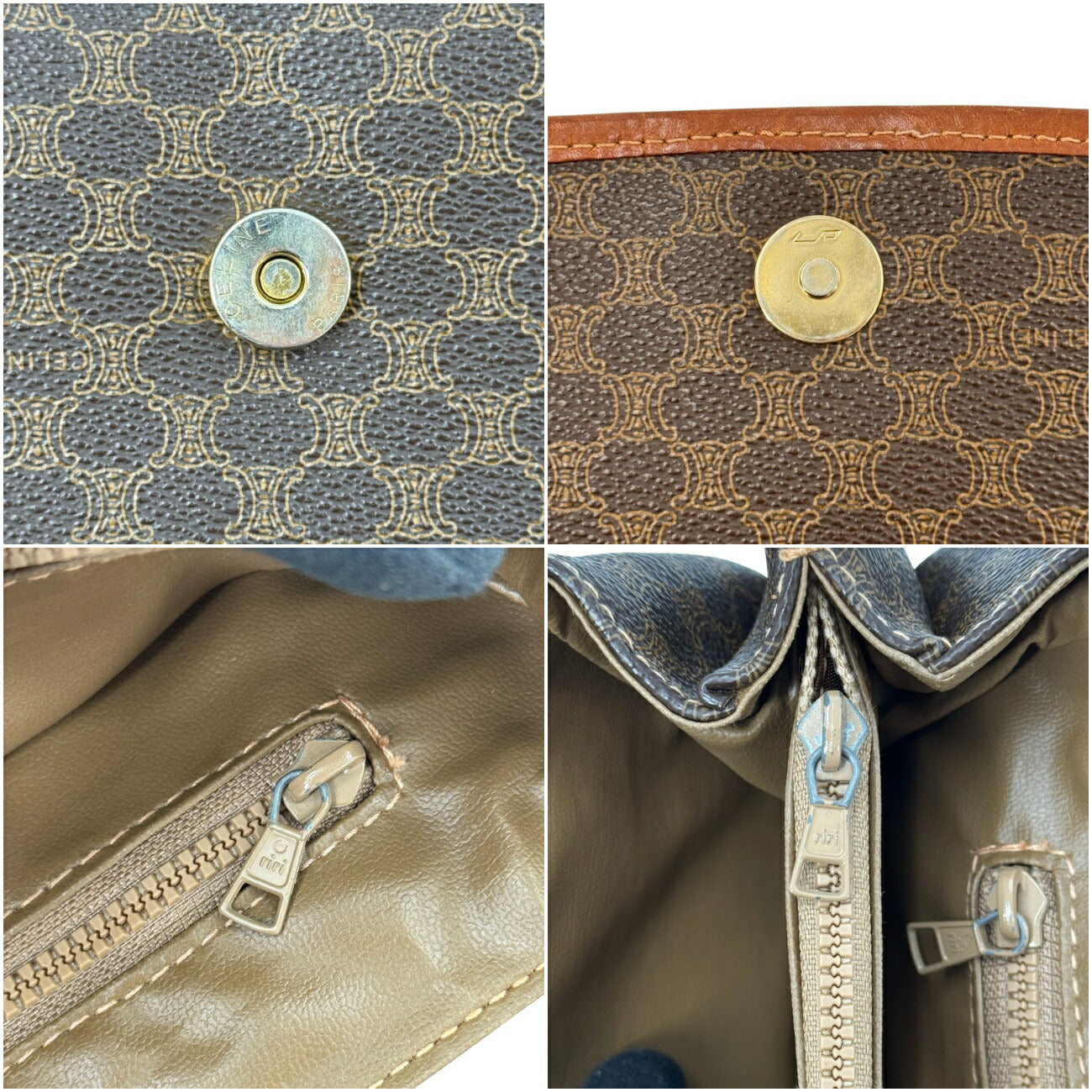 CELINE マカダム トリオンフ PVCレザー ショルダーバッグ ブラウン