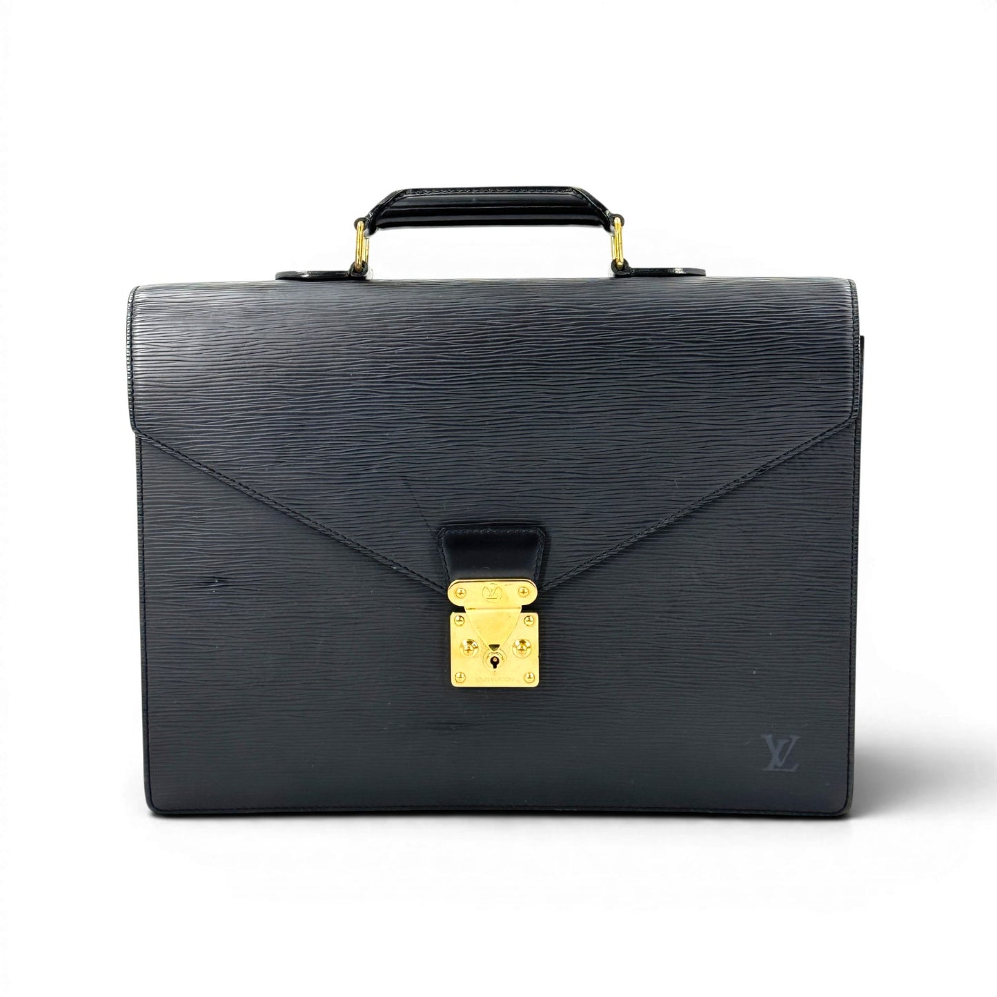 LOUIS VUITTON セルヴィエット・コンセイエ エピ ノワール レザー ブラック ブリーフケース M54422