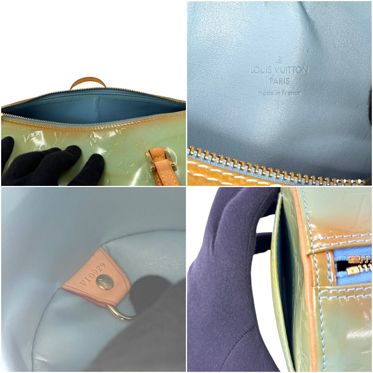 LOUIS VUITTON ベッドフォード モノグラム・ヴェルニ パテントレザー グリーン ハンドバッグ M91007