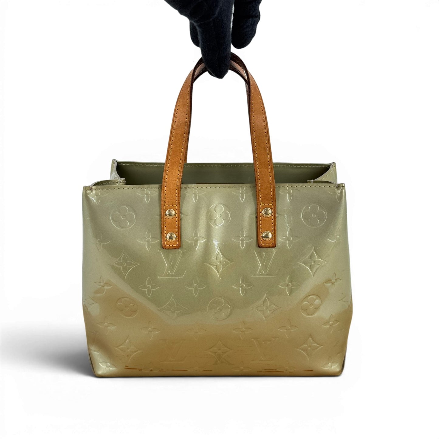 LOUIS VUITTON リードPM モノグラム・ヴェルニ レザー グレー ハンドバッグ M91145