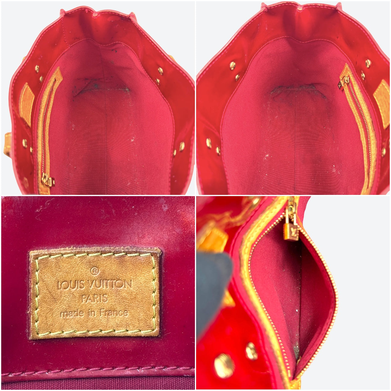 LOUIS VUITTON リードPM ヴェルニ レザー レッド ハンドバッグ M91088