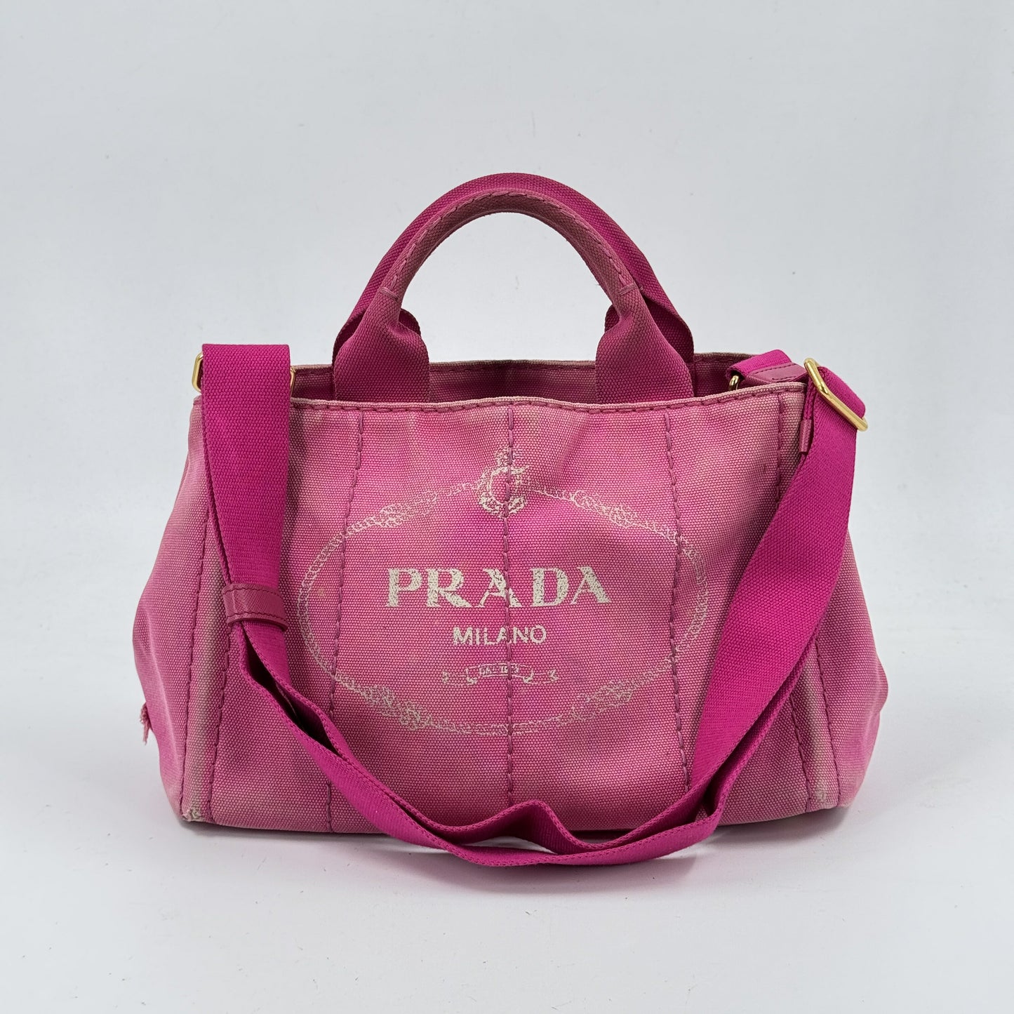 PRADA ミラノ デニム カナパ ピンク 2WAY ハンドバッグ ショルダーバッグ