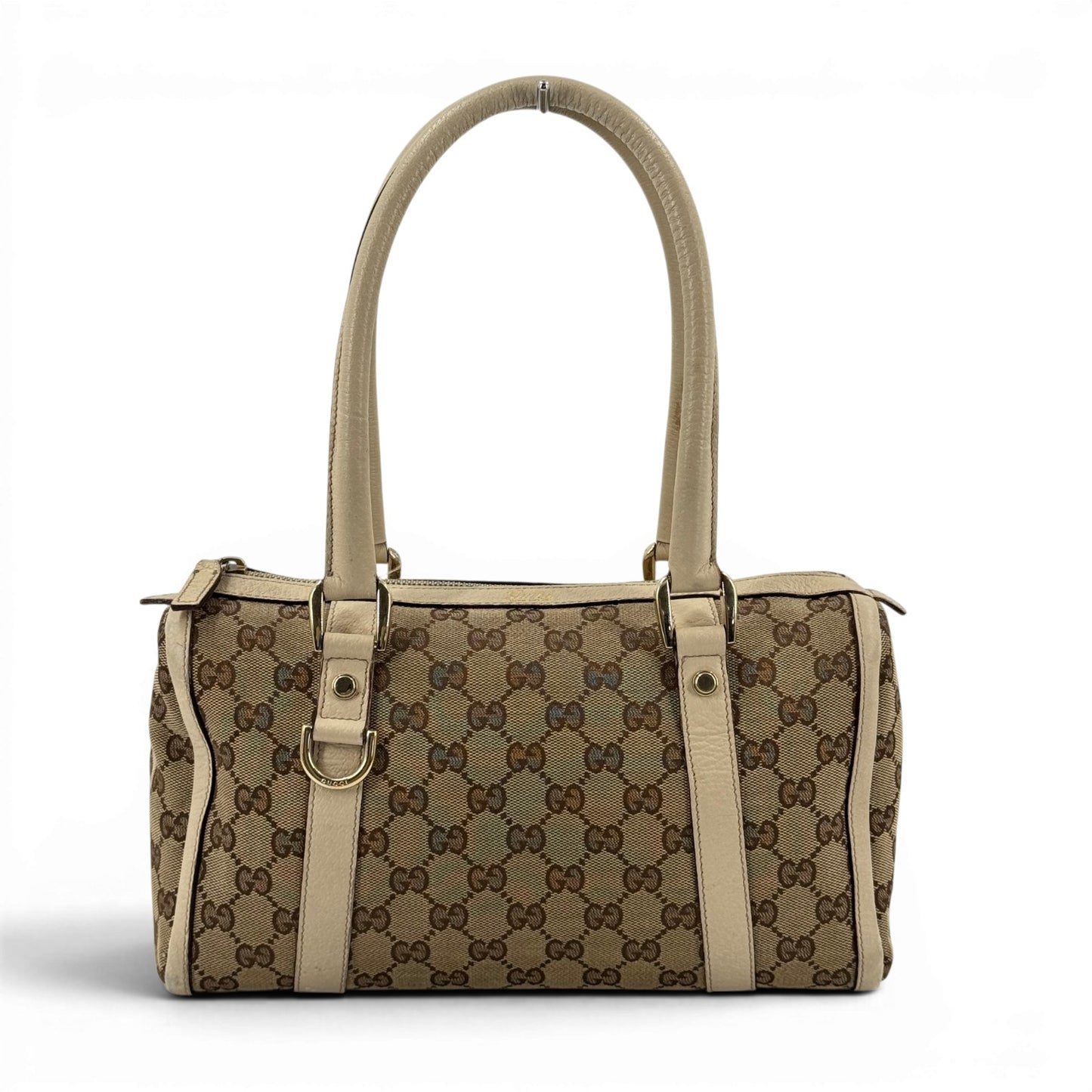 GUCCI アビーGGキャンバス アイボリー ハンドミニボストンバッグ 130942