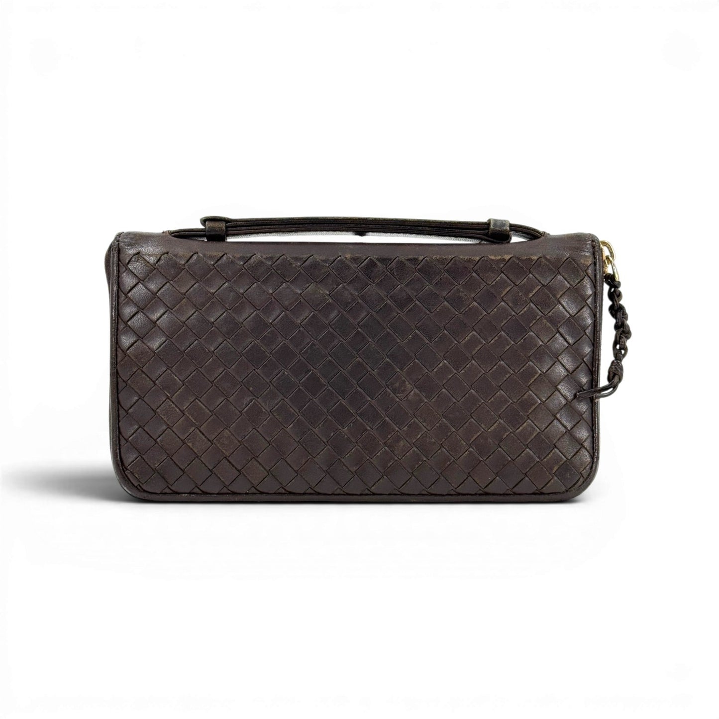 BOTTEGA VENETA イントレチャート レザー ダークブラウン クラッチ ウォレット