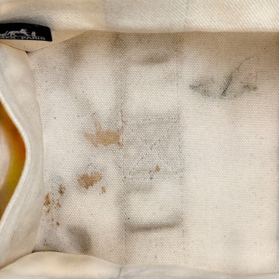 HERMES ホワイト x グリーン ボラボラMM ハンドバッグ