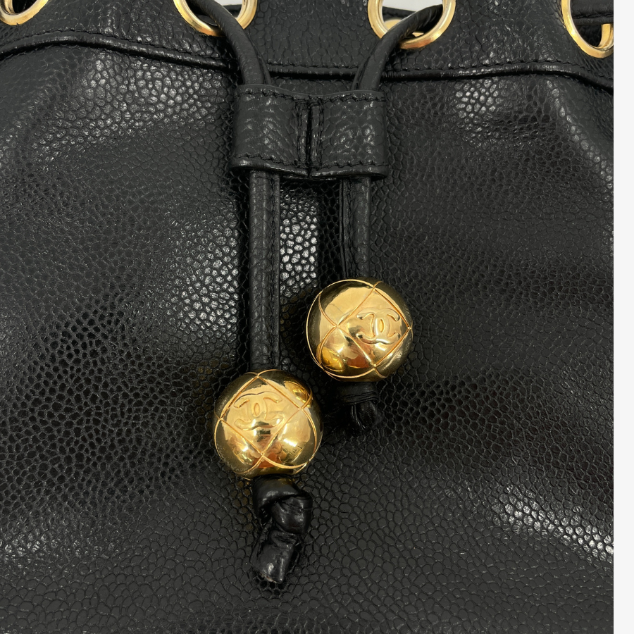 CHANEL Caviar Coco Bucket Chain Shoulder Bag