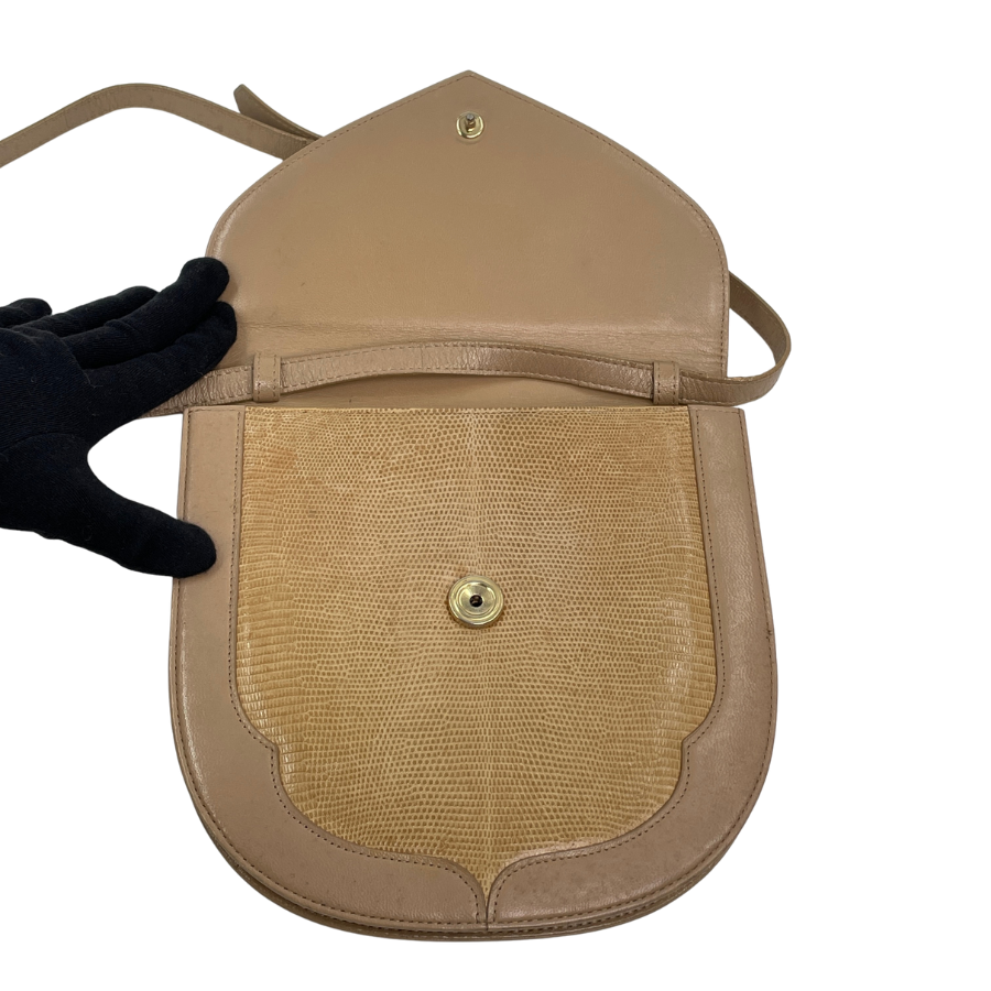 Yves saint laurent　型押しリザード　レザー　ショルダーバッグ