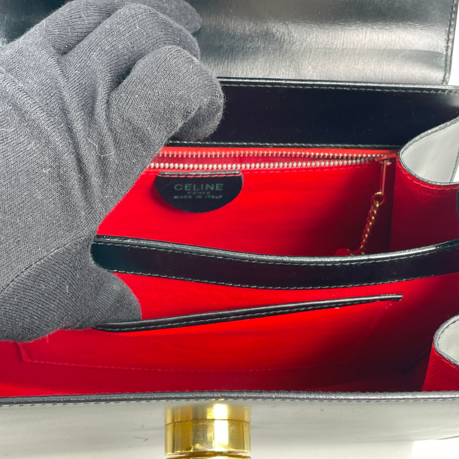 CELINE  スターボール金具  レザー  ハンドバッグ  BK