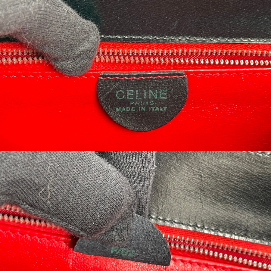 CELINE  スターボール金具  レザー  ハンドバッグ  BK