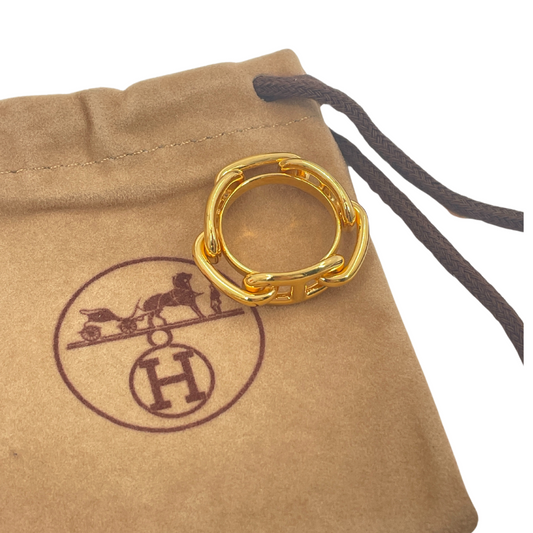 HERMES Gold Scarf Ring GP