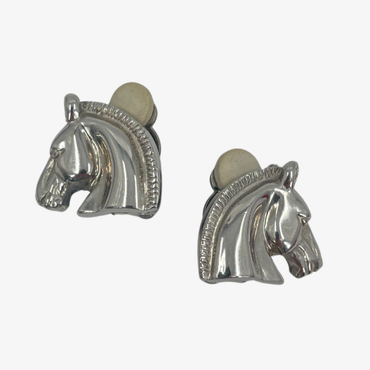 HERMES Silver Horse Earring