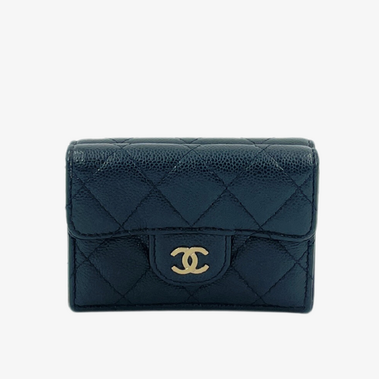 CHANEL Compact Trifold Caviar Wallet