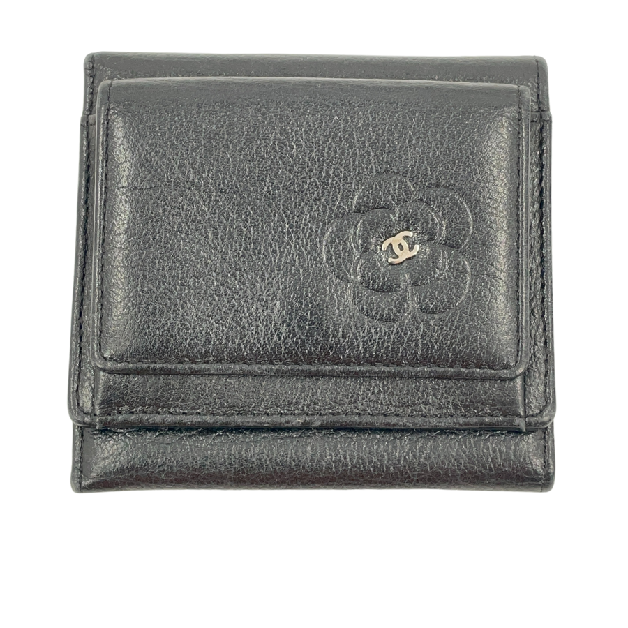 CHANEL Coco Lambskin Compact Trifold Wallet