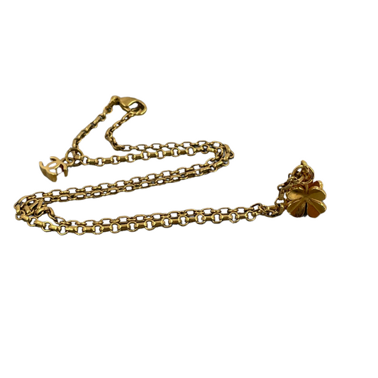 CHANEL Triple Clover Charm Chain Necklace