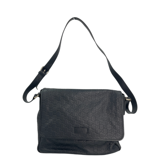 GUCCI　グッチシマ　レザー　ショルダーバッグ　ブラック