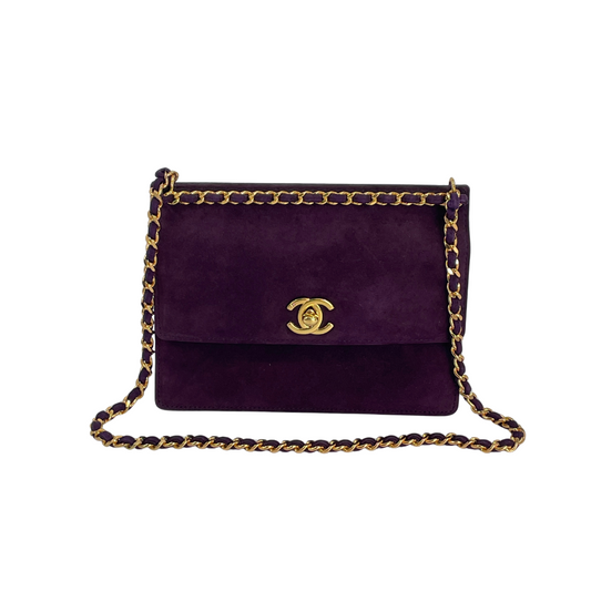 CHANEL　ハンドバッグ　スエード　パープル