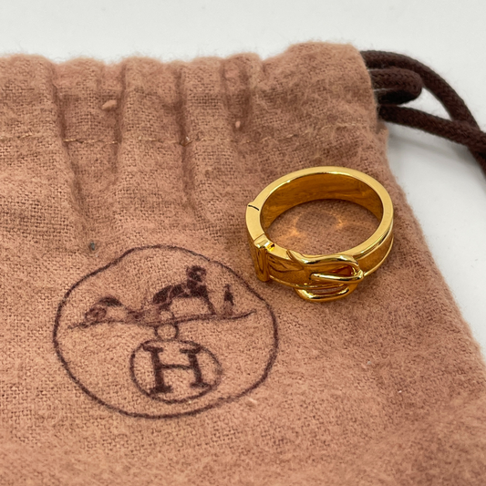 HERMES Gold Belt Scarf Ring