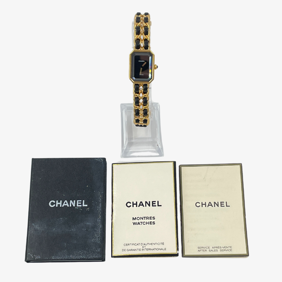 CHANEL Premier M Size Black & Gold Watch
