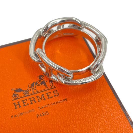 HERMES Chaine D`Ancre Silver Scarf Ring