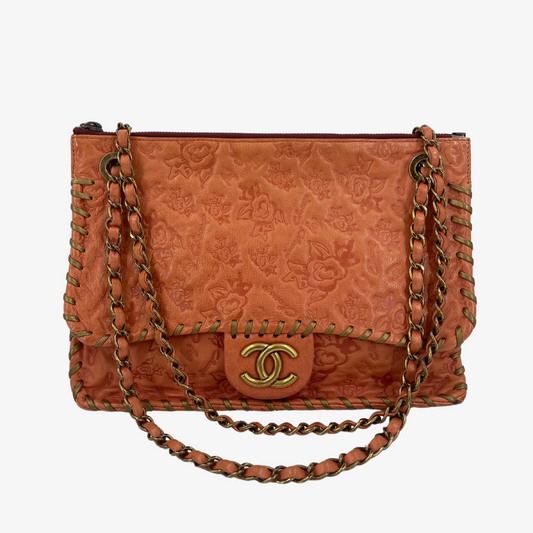 CHANEL Caviar Icon Pattern Chain Shoulder Bag