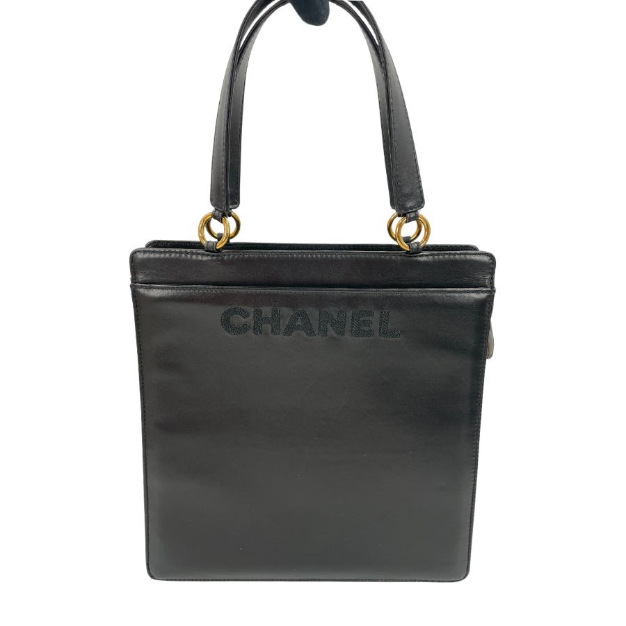 CHANEL Logo Lambskin Handbag
