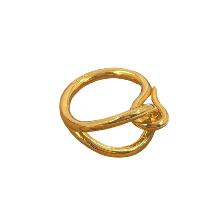 HERMES Jumbo Gold Scarf Ring