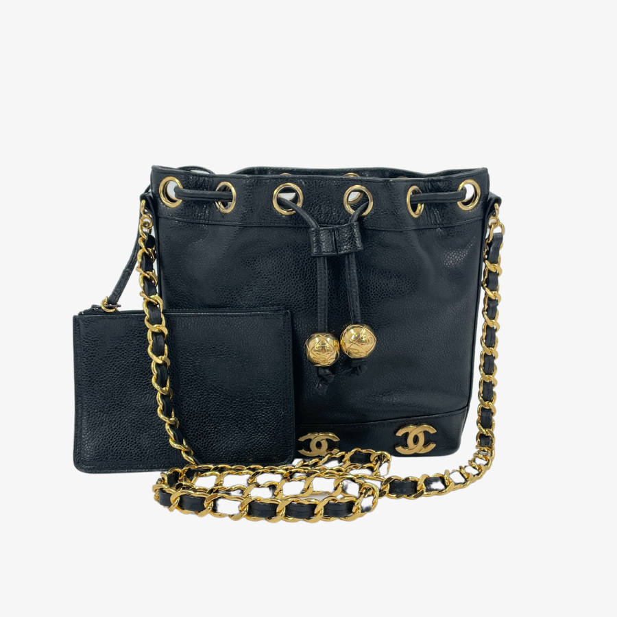 CHANEL Caviar Coco Bucket Chain Shoulder Bag