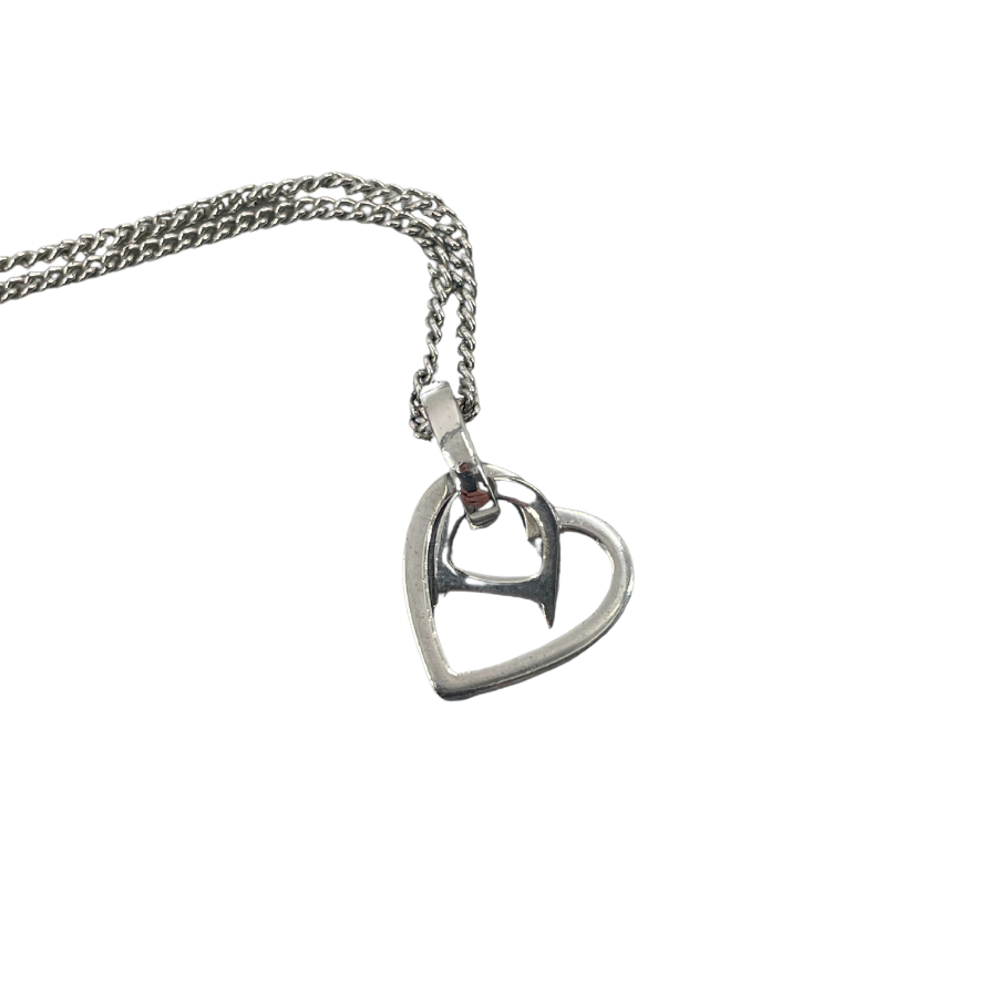 CHRISTIAN DIOR Silver Charm Chain Necklace