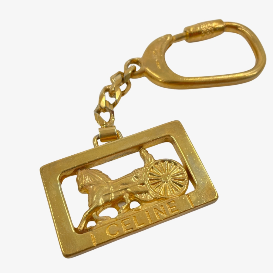 Vintage YSL Logo Keychain in Gold